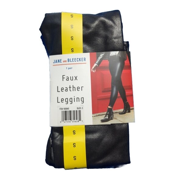Jane and Bleecker Womens Small 2-4 Faux Leather Leggings Black Casual Comfort - Picture 5 of 5